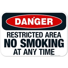 Danger Restricted Area No Smoking At Any Time Sign, OSHA Sign,
