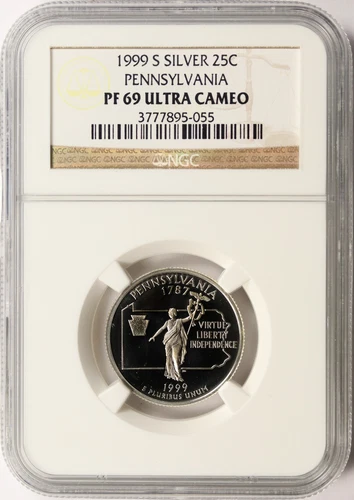 1999-S Pennsylvania Silver State Quarter 25c NGC PF69 Ultra Cameo