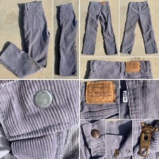 Vintage Levi  s 319 Corduroy Pants 319-1555 Scovill Zipper Kids 10 70s 80s Gray