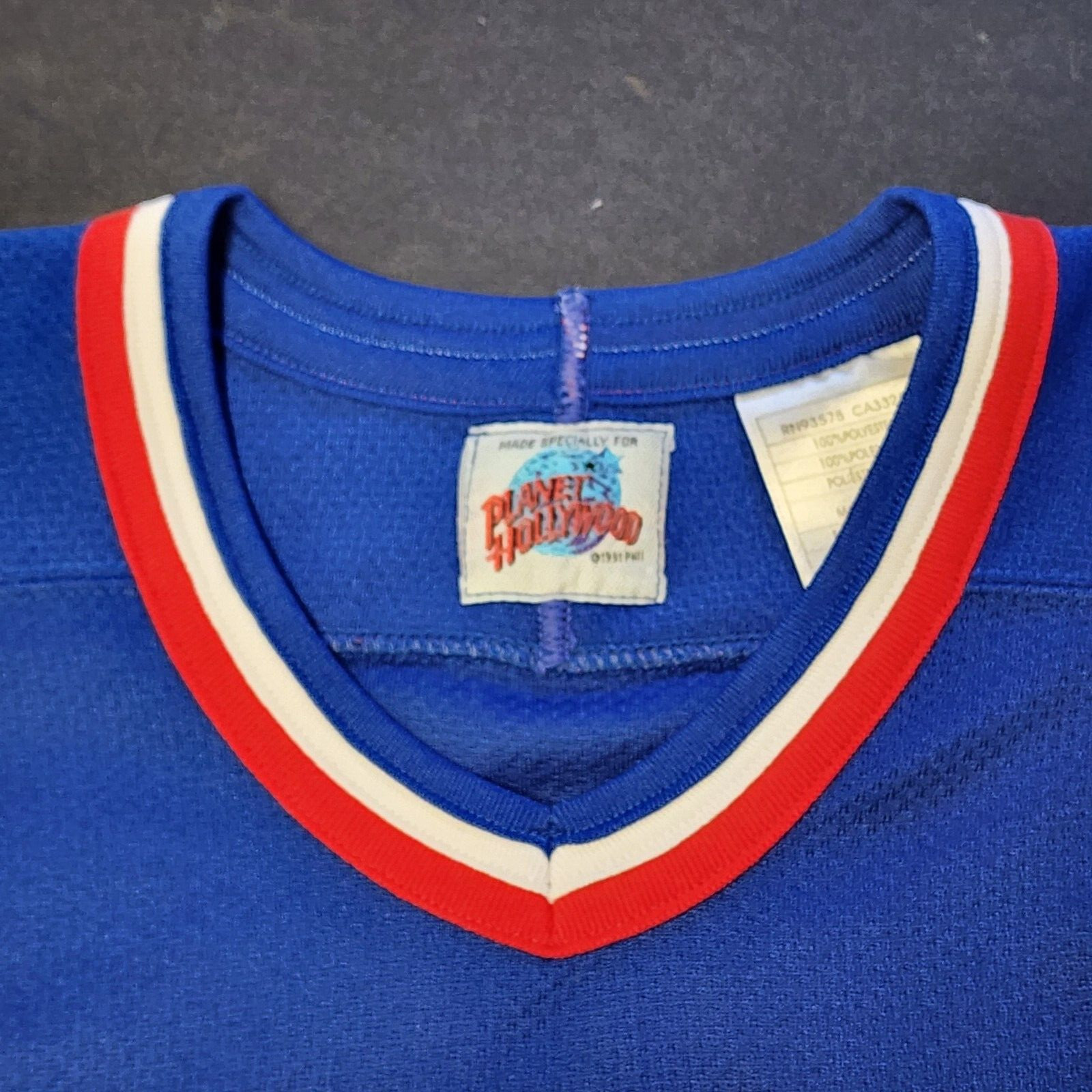 Planet Hollywood New York Hockey NHL Jersey 1991 Sewn Large VG