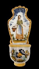 Vintage Catalonian Hand-painted Holy Water Dispenser