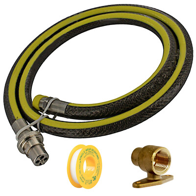 UNIVERSAL Gasofen Versorgungsschlauch Rohr 6ft 1/2'' + gerade Verbindung 15mm + PTFE Band