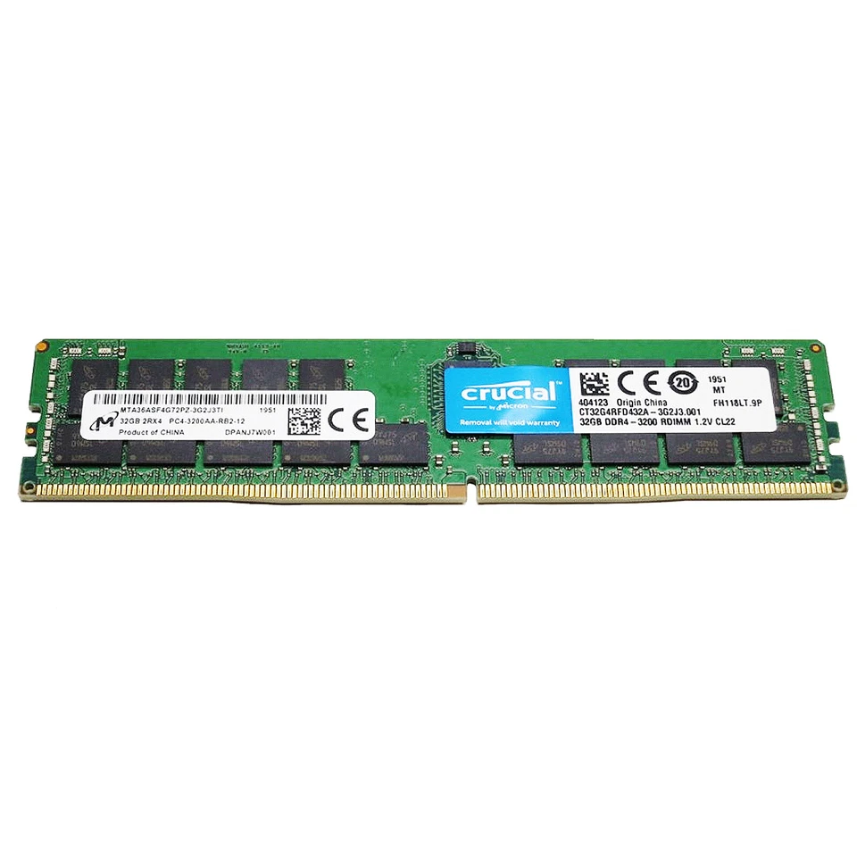 Crucial 32GB 3200MHz DDR4 ECC Registered RDIMM 1.2V Server Memory CT32G4RFD432A - Image 2 of 4