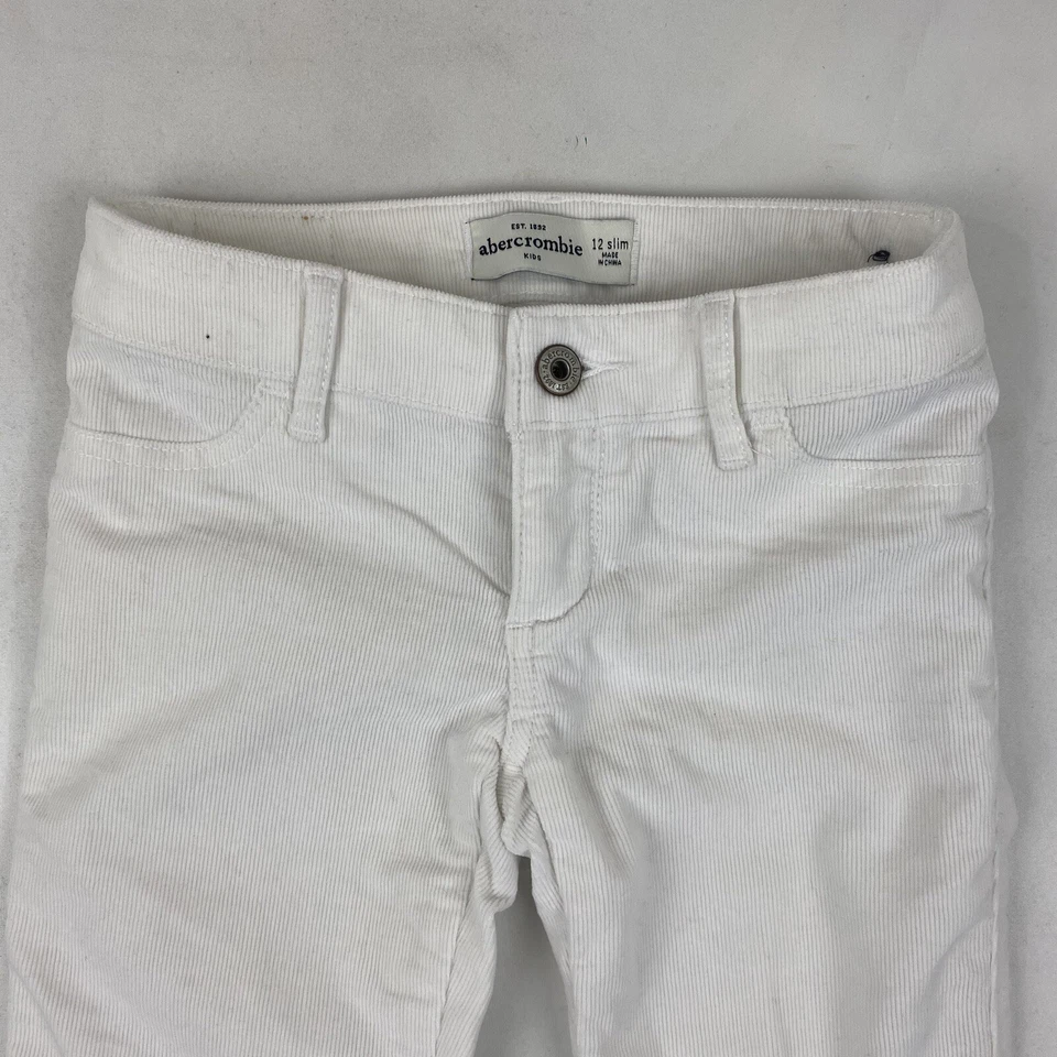 Pantalones de mezclilla ajustados de pana blancos para niñas Abercrombie talla 12 ajustados elásticos Foto 3 de 4