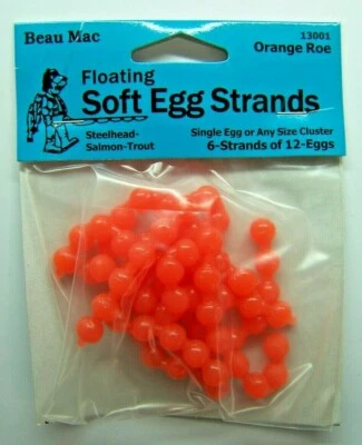 Beau Mac Floating Soft Egg Strands Cluster Orange Roe Steelhead Salmon Trout Jig