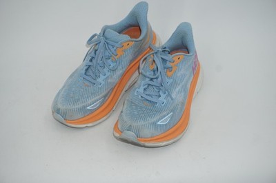 Hoka One One Clifton 9 Shoes Women's Size 7 Blue Orange Wide Running Sneakers
