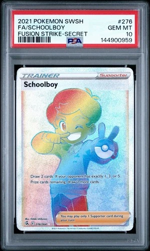 2021 POKEMON SWSH FA #276 SCHOOLBOY FUSION STRIKE-SECRET PSA 10 GEM MT