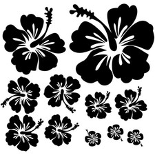 Hibiskus Blumen Autoaufkleber Deko Set 40-teilig Hawai Auto Sticker schwarz K166