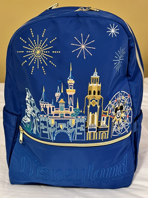 2024 Disney Land Blue 4 Parks Icons Castle embroidered 16  Backpack