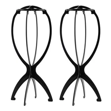 Wig Stand, Head, Portable Holder Head Stand for All Black-2PCS 