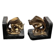 Vintage Bookends Art Deco Indian Scout Figure Native American Bronze Style