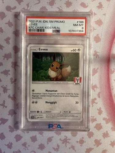 INDONESIAN SM PROMO KFC CHAKI KIDS MEAL #186 EEVEE PSA 8 2021 POKEMON TCG