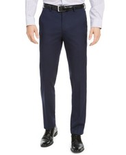 Alfani Mens Slim fit Dress Pants 32 / 34 Navy Blue Solid Stretch