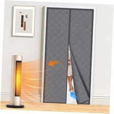 Magnetic Thermal Insulated Door Curtain Temporary Fits Door Size 32"X80" Gray