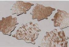 Tea Coaster Handmade Real Cowhide  Leather Hairon Cow Shape (Set of 6) 