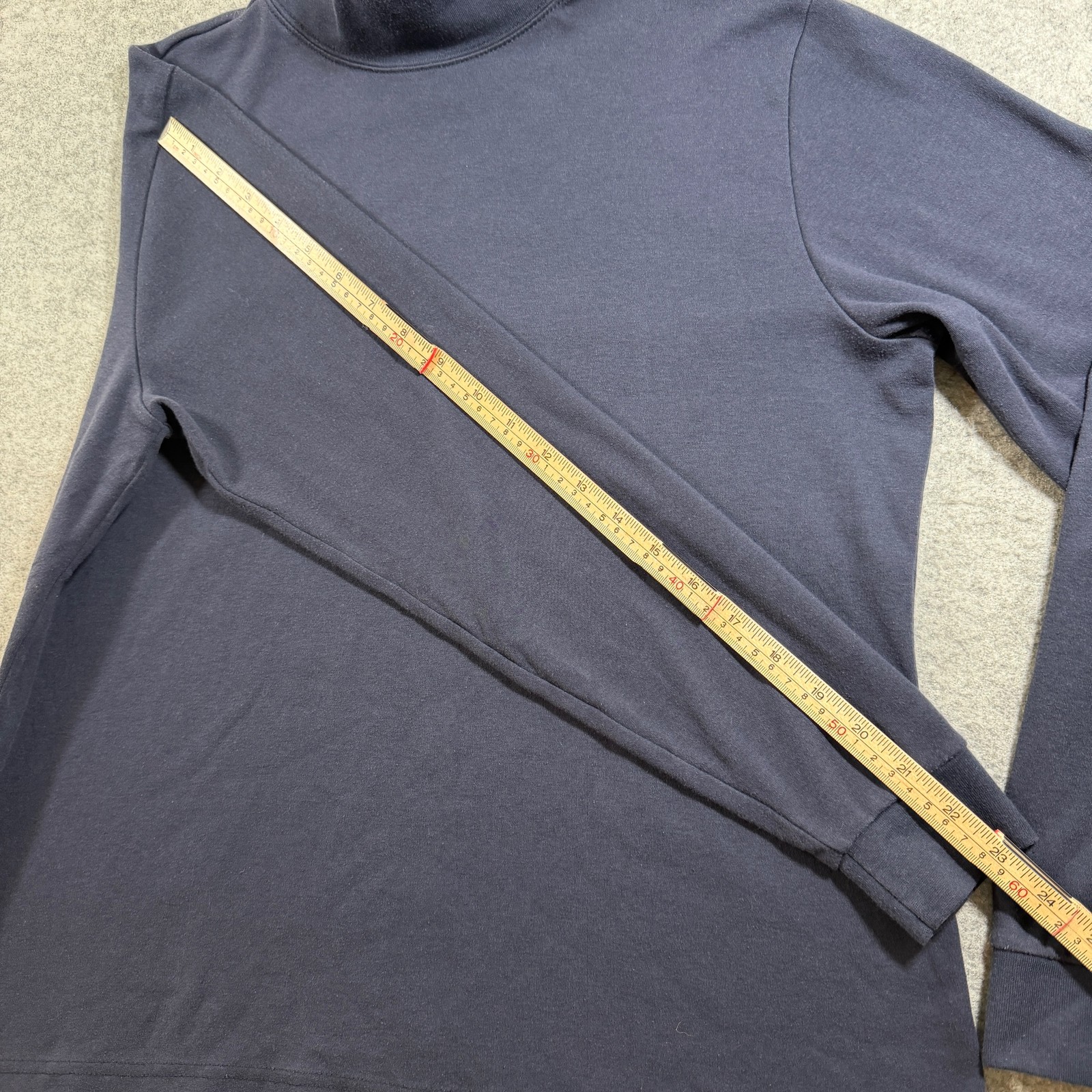 L.L.Bean Mock Neck Shirt Womens L Navy Cotton Long Sleeve Relaxed Fit Casual thumbnail 7