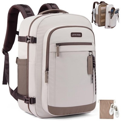 LOVEVOOK 40L Travel Backpack for Women, 15.6 inch, A-pinkish-white Coffee 