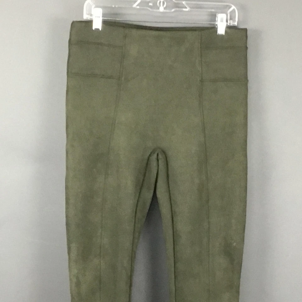 Spanx Pants Womens XL Olive Green Faux Suede High Rise Pull On Leggings Shaping - Image 3 of 4