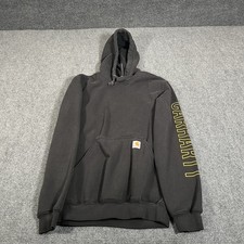 Carhartt Hoodie Mens Small Black Original Fit Logo Pullover Sweatshirt Workwear