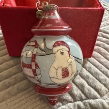 Pier 1 One Imports Li Bien Reverse Painted Christmas Ornament 2011 Penguin W/box
