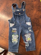 VTG Toddler Overalls embroidered jean overalls 9-12 M bears min cnow 1 piece 07