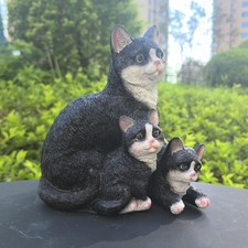 Mama Cat and Kitten Garden Statue,Outdoor Lawn Decorative Figurine Black Cat ...