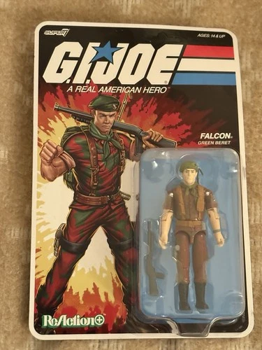 Super7 ReAction+ G.I. Joe Lt. Falcon  w/O-Ring Figure ~ Stock Unpunched Card New