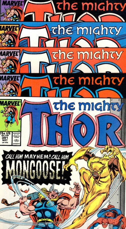 THOR 391 392 393 394 395  DAREDEVIL vs HOGUN!  SPIDER-MAN!  QUICKSAND!   VF- Avg