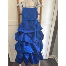 David's Bridal Satin Pick-up Skirt Horizon Blue Flower Girl Youth Line