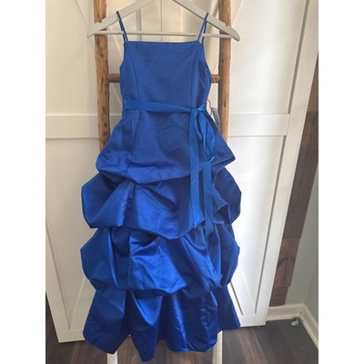 David's Bridal Satin Pick-up Skirt Horizon Blue Flower Girl Youth Line