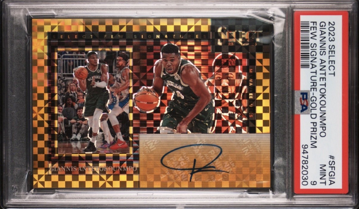 2023 Select Giannis Antetokounmpo Auto Gold Prizm /10 PSA 9