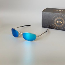 Oakley Tightrope OO4040 Polarized Sunglasses Silver Frame Blue Lens