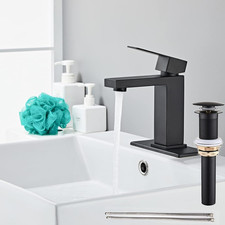 Bathroom Sink Black Faucet Single Handle One Hole Rv Commercial Lavatory Vanity