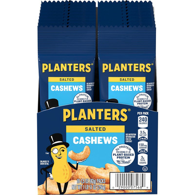 Cashews Salted, Plant-Based Protein, Individually Packed Snacks, Quick Snack for