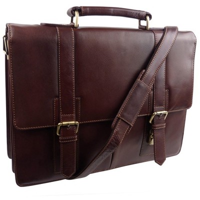 Große hellbraune Herren-Aktentasche aus pflanzlichem Leder von Visconti Vintage Collection