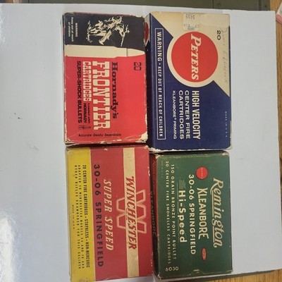 Vtg  4Pc Empty Ammo Box Lot Super-X  30-06 Winchester, peters,remington,hornady