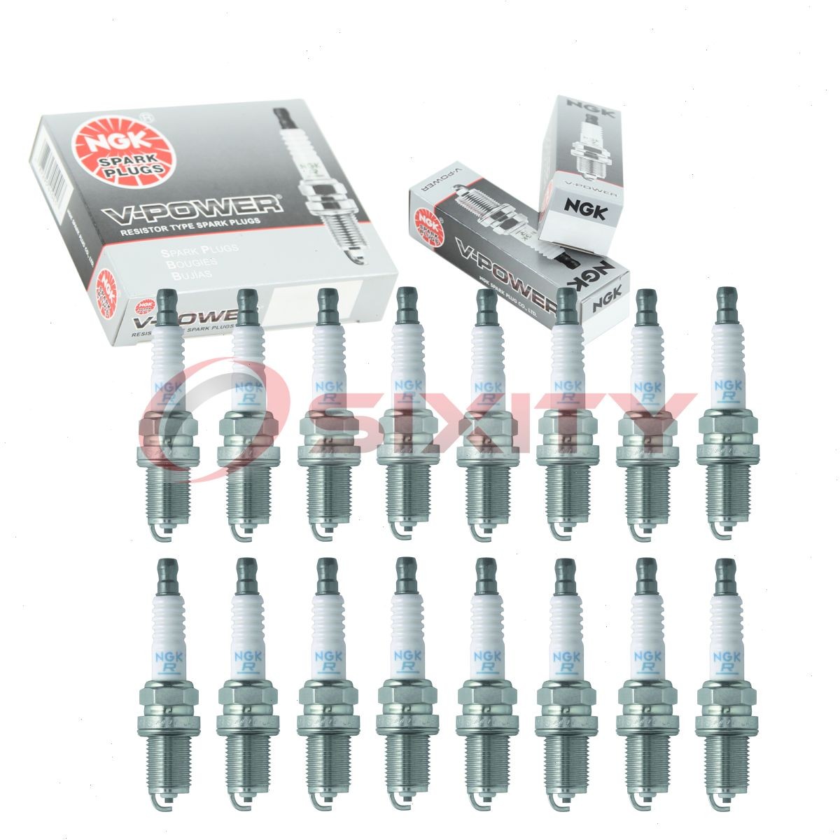 16 pcs NGK V-Power Spark Plugs for 2003-2004 Mercedes-Benz G55 AMG 5.5L V8 - le