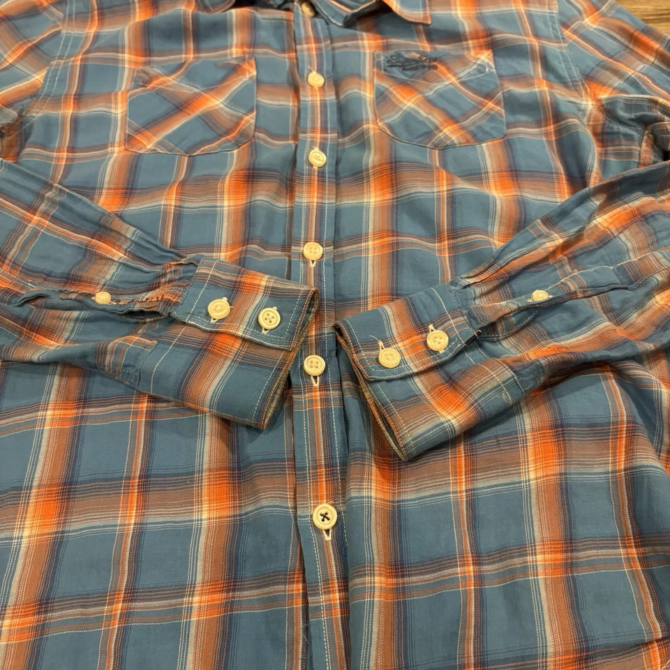 Superdry Camisa Hombre XL Azul Naranja Cuadros “The Paperweight Shirt” Foto 2 de 4