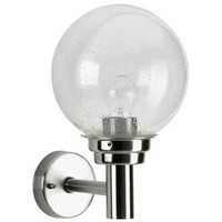 AußEnwandleuchte Mit Kugelschirm Ø 20Cm, IP44, E27 QA55 Max. 57W, Edelstahl Poli
