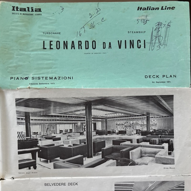 Leonardo Da Vinci Italia Cruise Ship Deck Plan 1973.