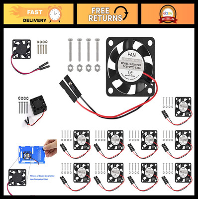 10 Pack Raspberry Pi Cooling Fans & Heatsinks - 3.3V/5V for Pi4, Pi3, Pi2, Pi1