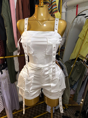 Windsor Women s White Solid Sleeveless Square Neck Grommet Romper One-Piece S