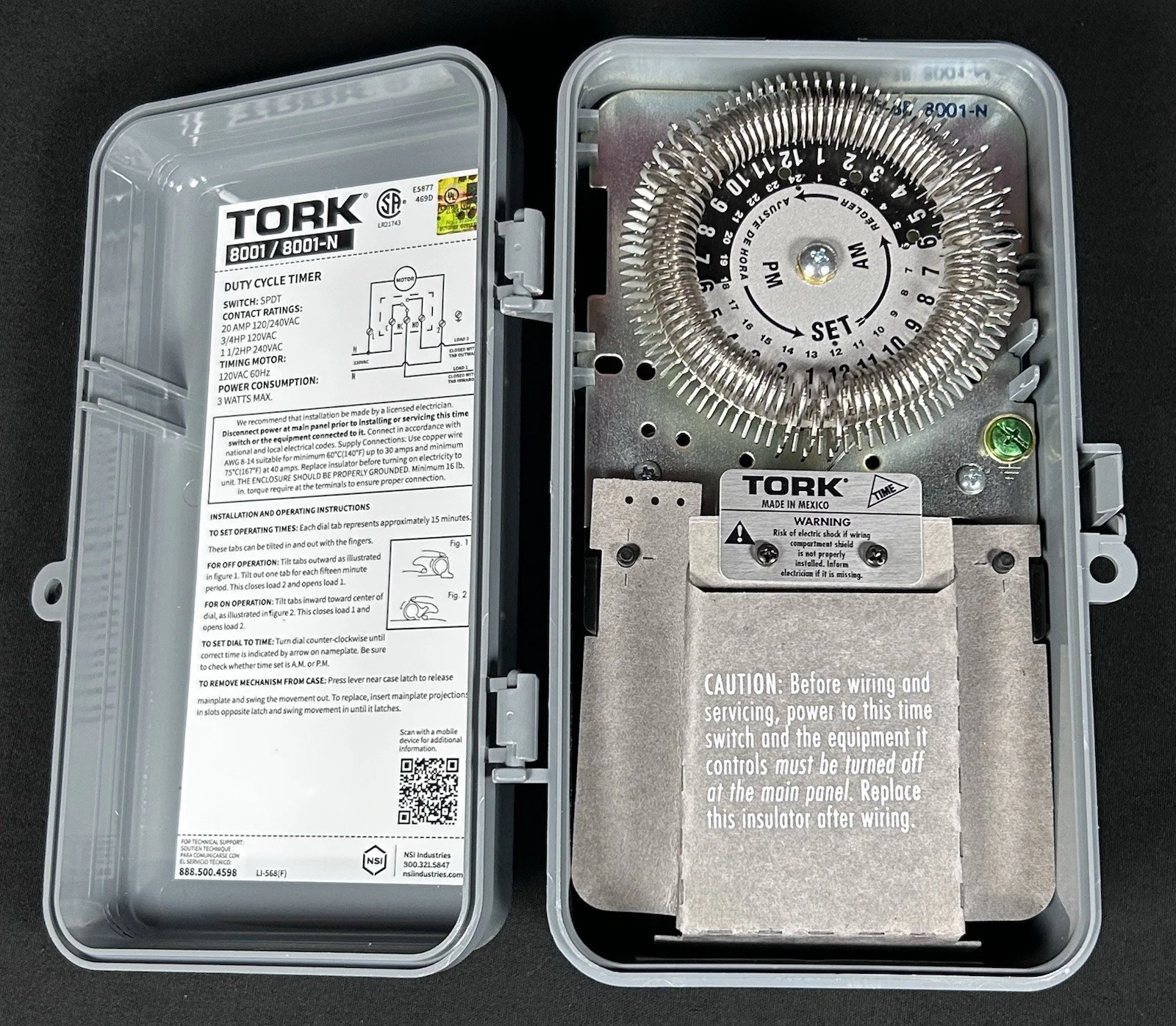 Tork 8001-N 24 Hour Time Switch NEMA 3 Plastic Case