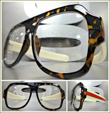 OVERSIZED VINTAGE RETRO Style Clear Lens EYE GLASSES Huge Large Tortoise Frame