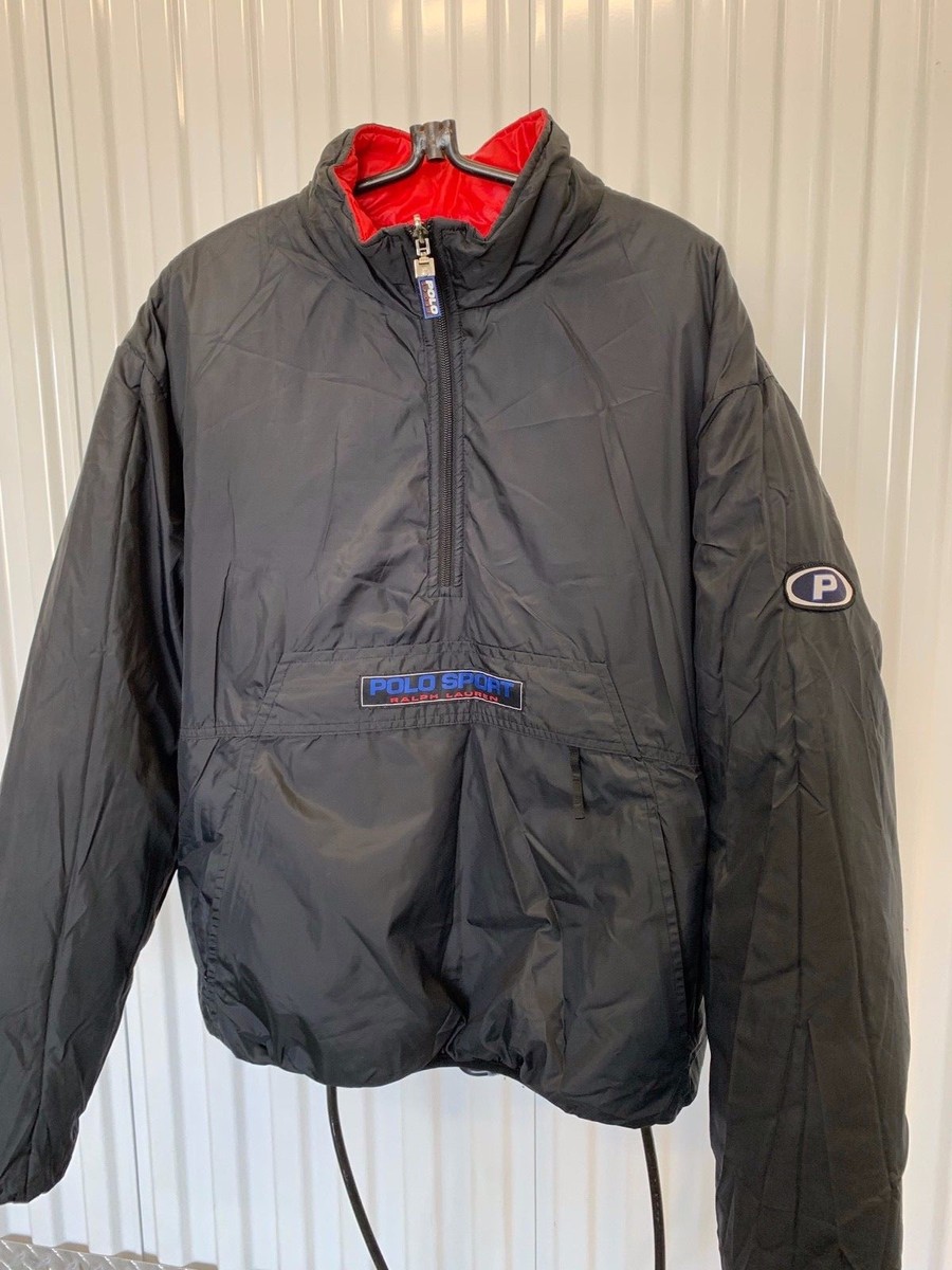 VINTAGE 90's RALPH LAUREN POLO SPORT REVERSIBLE RED BLACK PUFFER