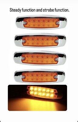 4 P Amber Led Side Marker  Indicator Light Double Function Steady Or Flash.