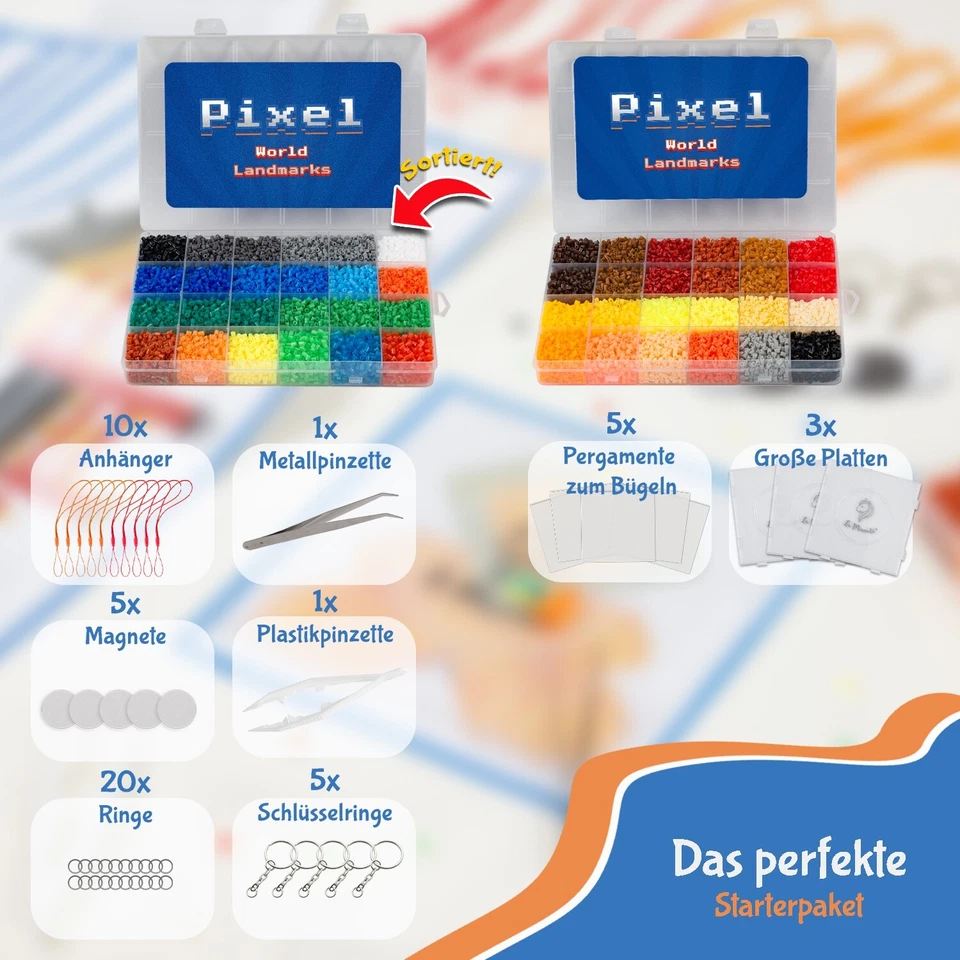 La Manuli Bügelperlenset 24.000 stk Steckperlen Mini mit Platten Zubehör Muster - Bild 3 von 4