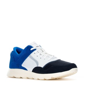blue and white skechers