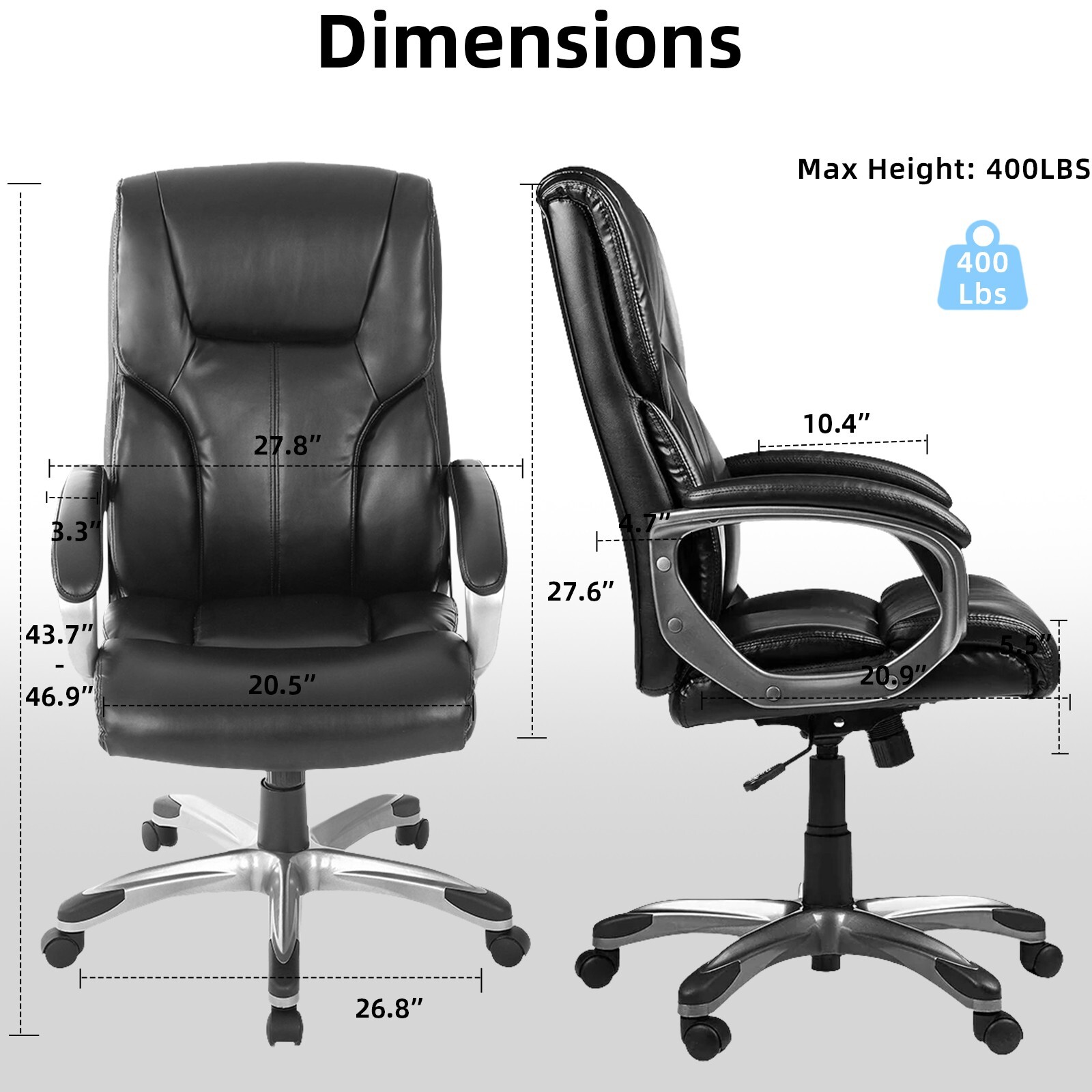 Executive Office Chair High Back Leather Office Chair for Heavy People
