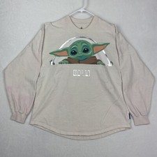 Disney Spirit Jersey Star Wars Baby Yoda Graphic Shirt Adult Medium Long Sleeve